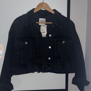 Zara Black Studded Jean Jacket